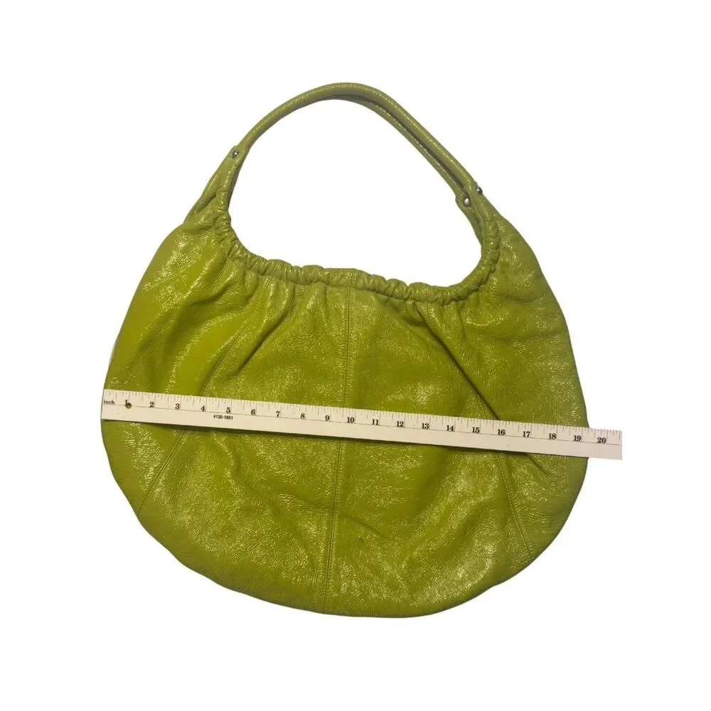 HOBO International Lime Green Leather Slouch Shoulder Bag Hobo Boho Y2K Purse